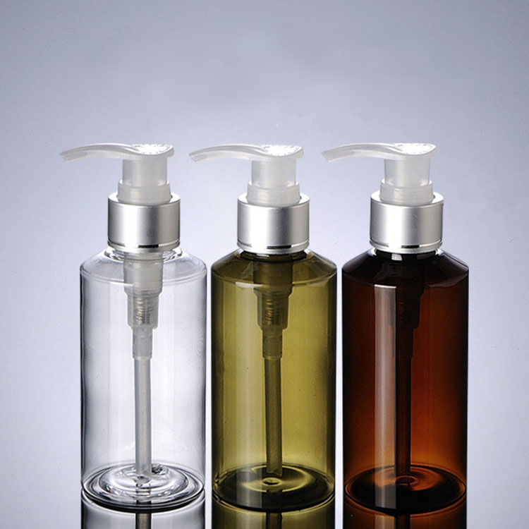100ml 200ml 500ml OEM amber color cosmetic plastic shampoo bottle lotion pump bottle