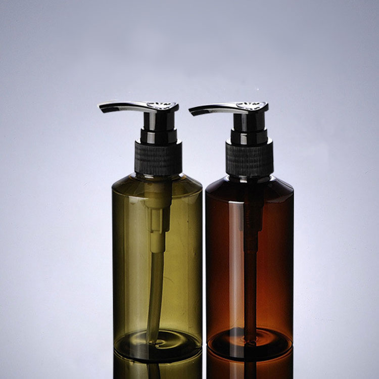 100ml 200ml 500ml OEM amber color cosmetic plastic shampoo bottle lotion pump bottle