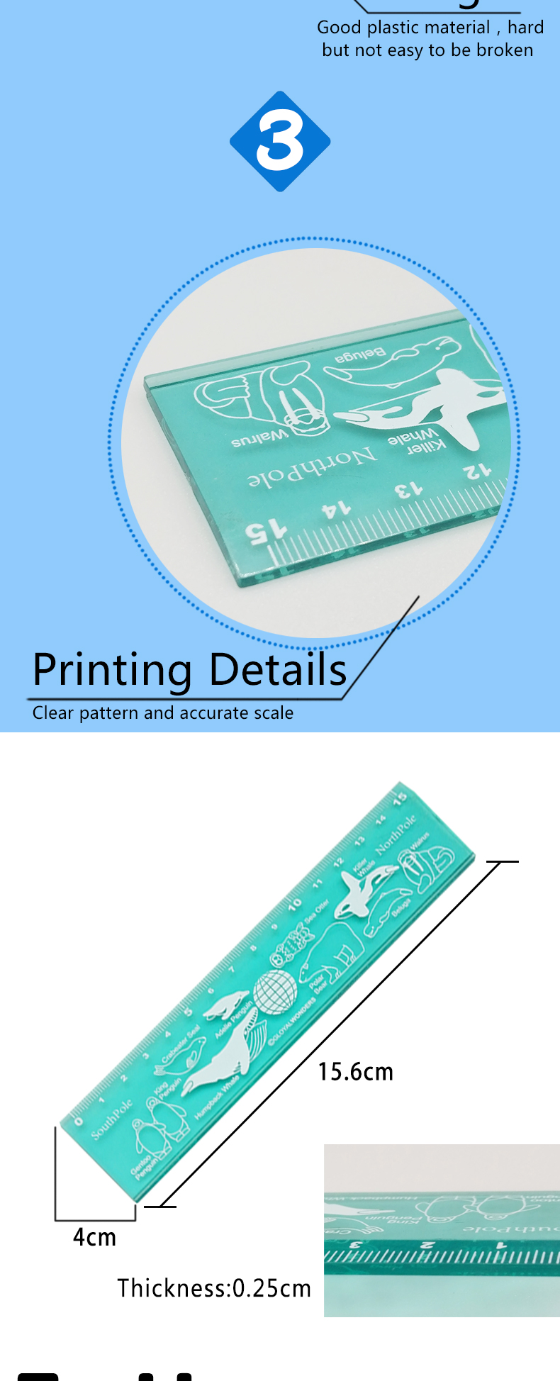 Custom 15CM Plastic Hard Ruler Printing LOGO Cute Measuring Ruler For School and Office Promotional Gift Drawing Straight Ruler