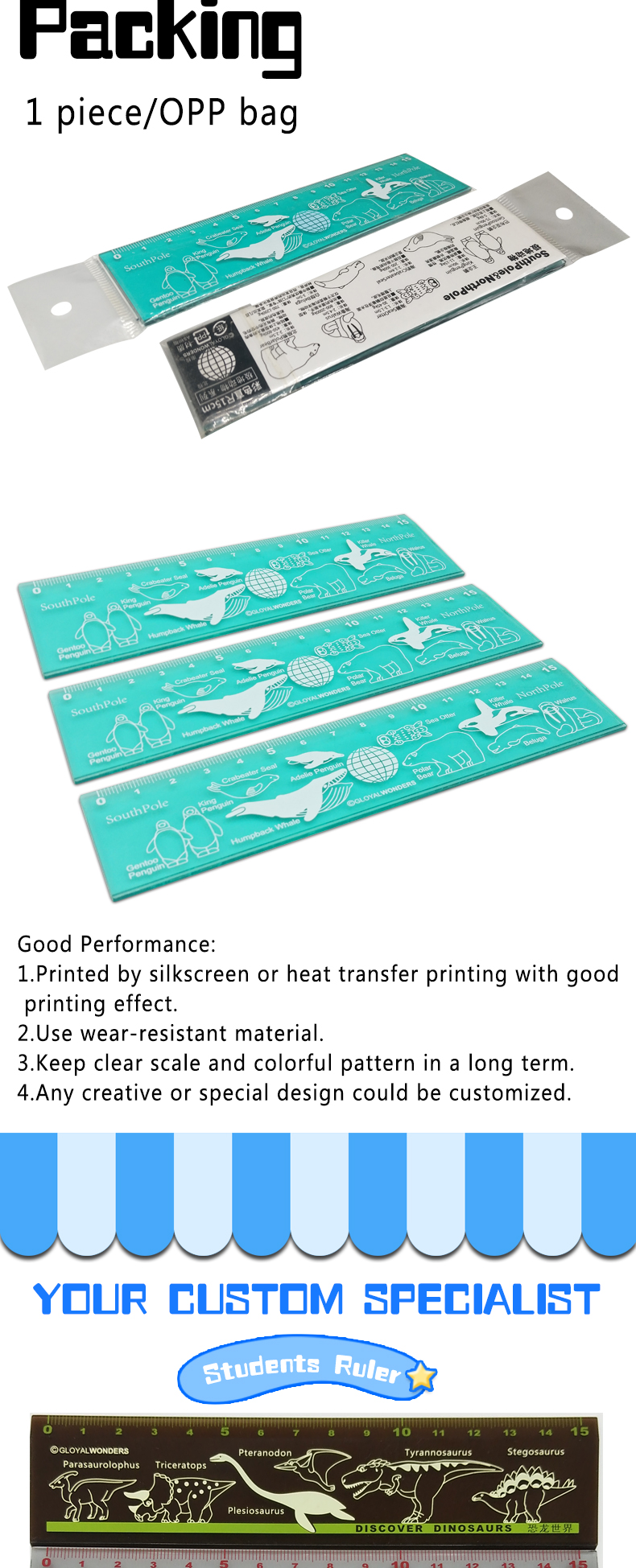 Custom 15CM Plastic Hard Ruler Printing LOGO Cute Measuring Ruler For School and Office Promotional Gift Drawing Straight Ruler