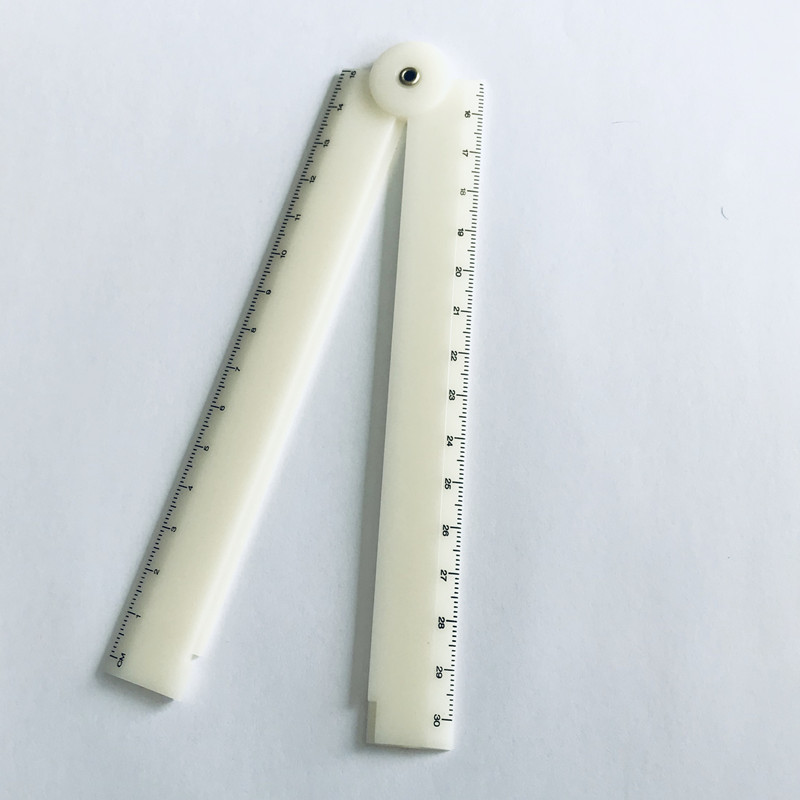 Customize Plastic Folded Ruler 30CM White ABS Hard Straight Ruler Students Stationery Promotional Gift Folded Ruler