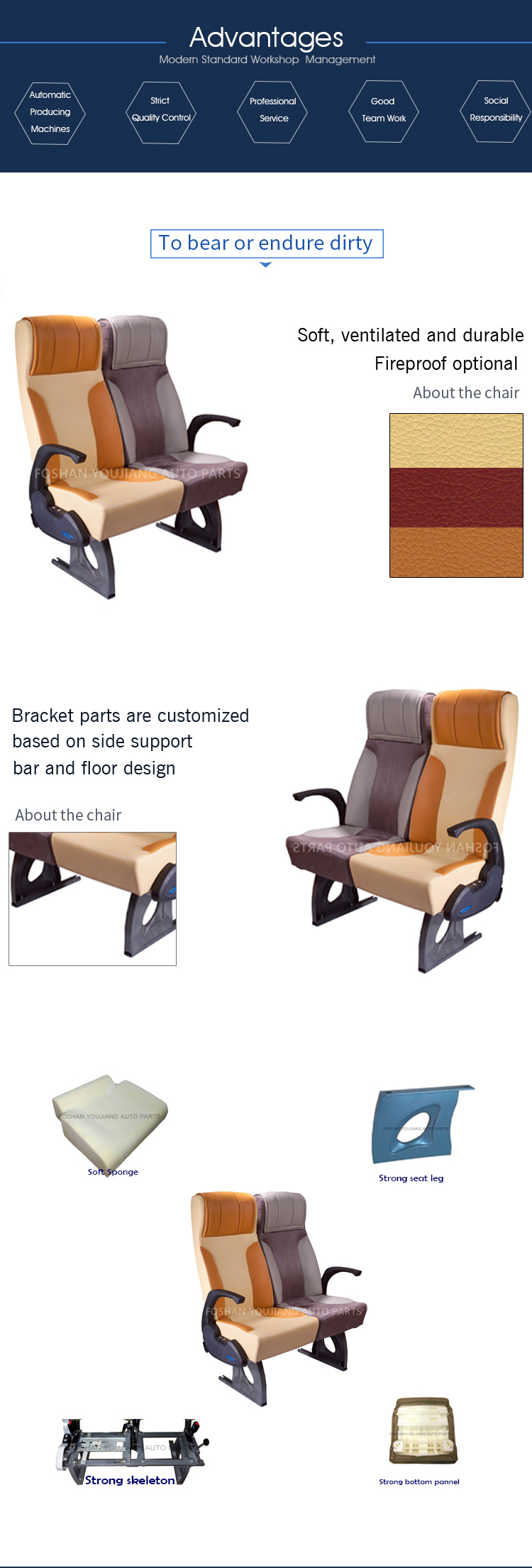 leather or fabric luxury folding bus seats