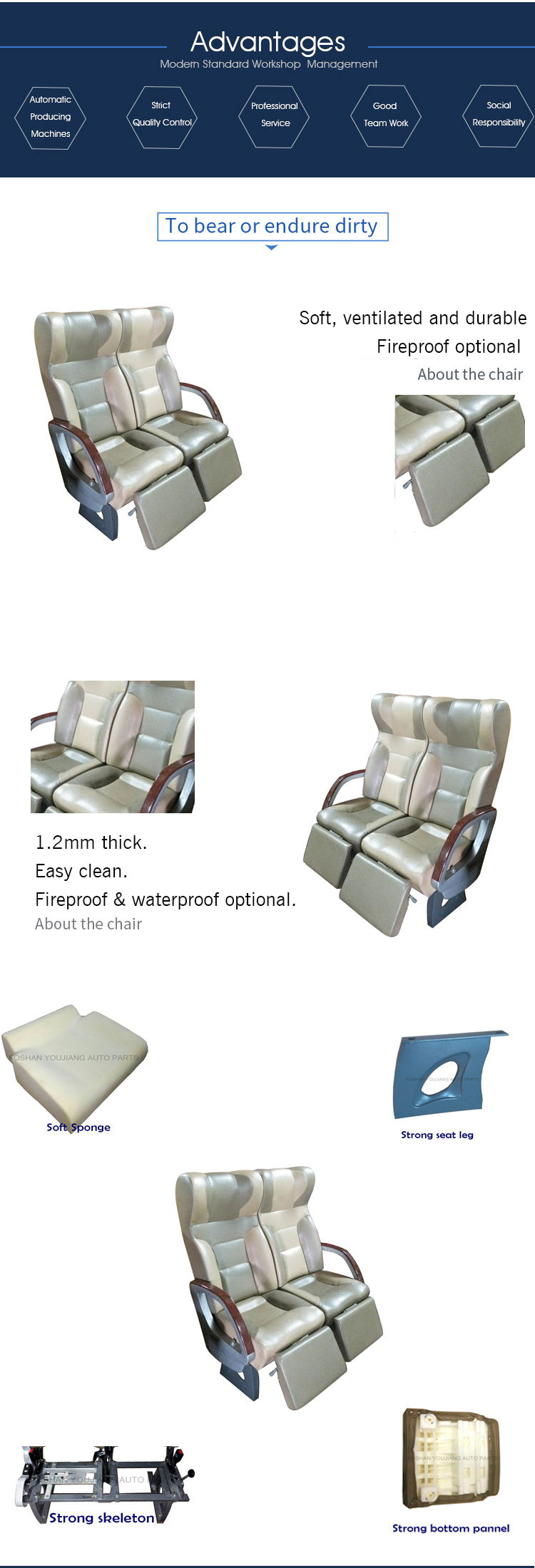 Luxury bus coach seat for vip bus