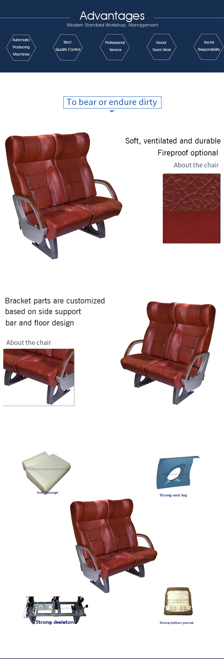 luxury leather van bench seat,custom vip bus seat for sale