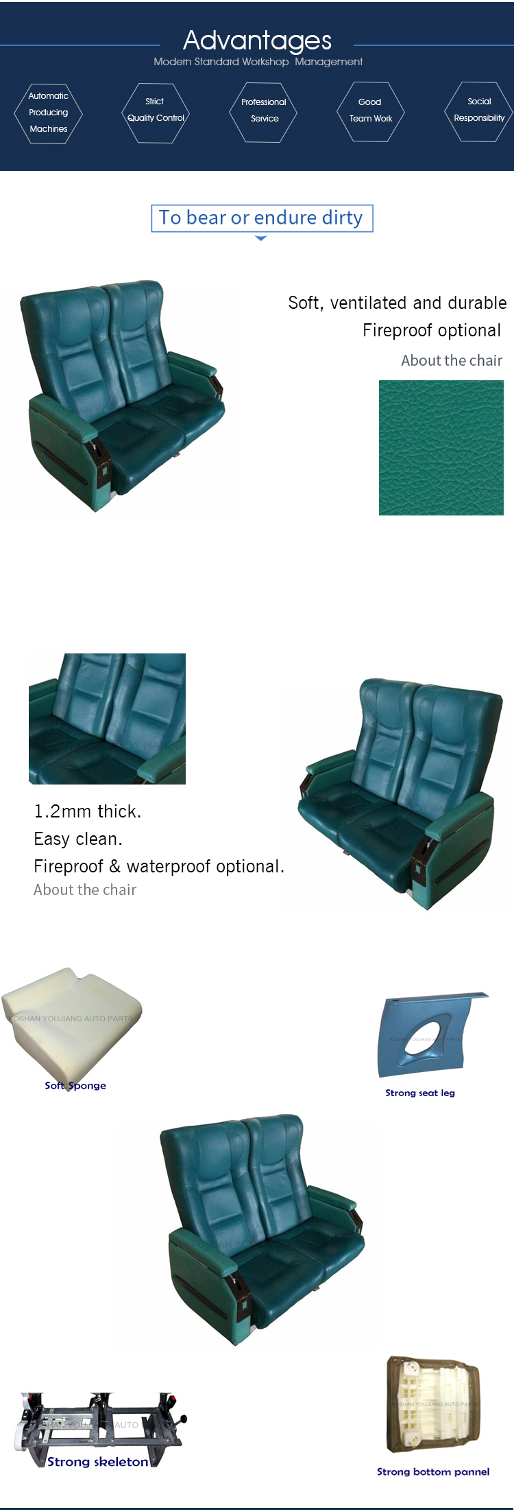 Youjiang Luxury Double Reclining Bus Seat