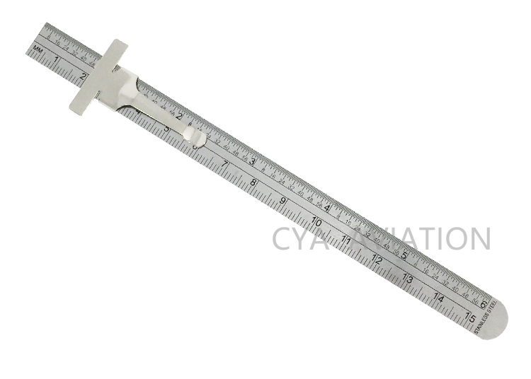 15cm & 6 inch Stainless Steel Ruler Pocket size Scale Ruler with Clip