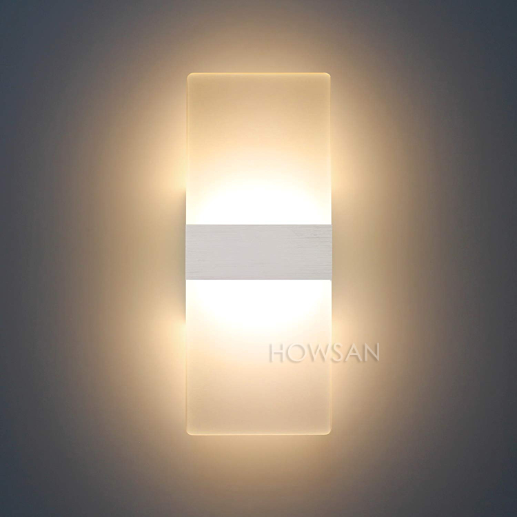 Modern indoor 6W LED Wall Lamp/High Quality Aluminum Base Acrylic Square led Wall Lights