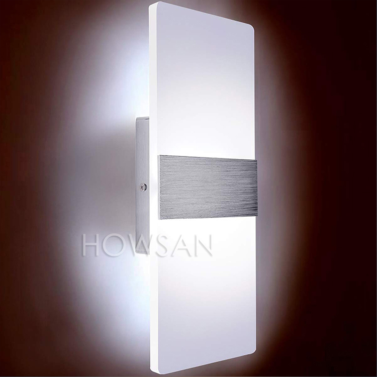 Modern indoor 6W LED Wall Lamp/High Quality Aluminum Base Acrylic Square led Wall Lights