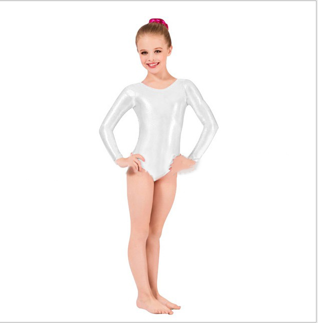 Ballet Leotards For Girls Shinny Metallic Gymnastics  Long Sleeve Gold Leotard Spandex Costume Kids Dance Wear