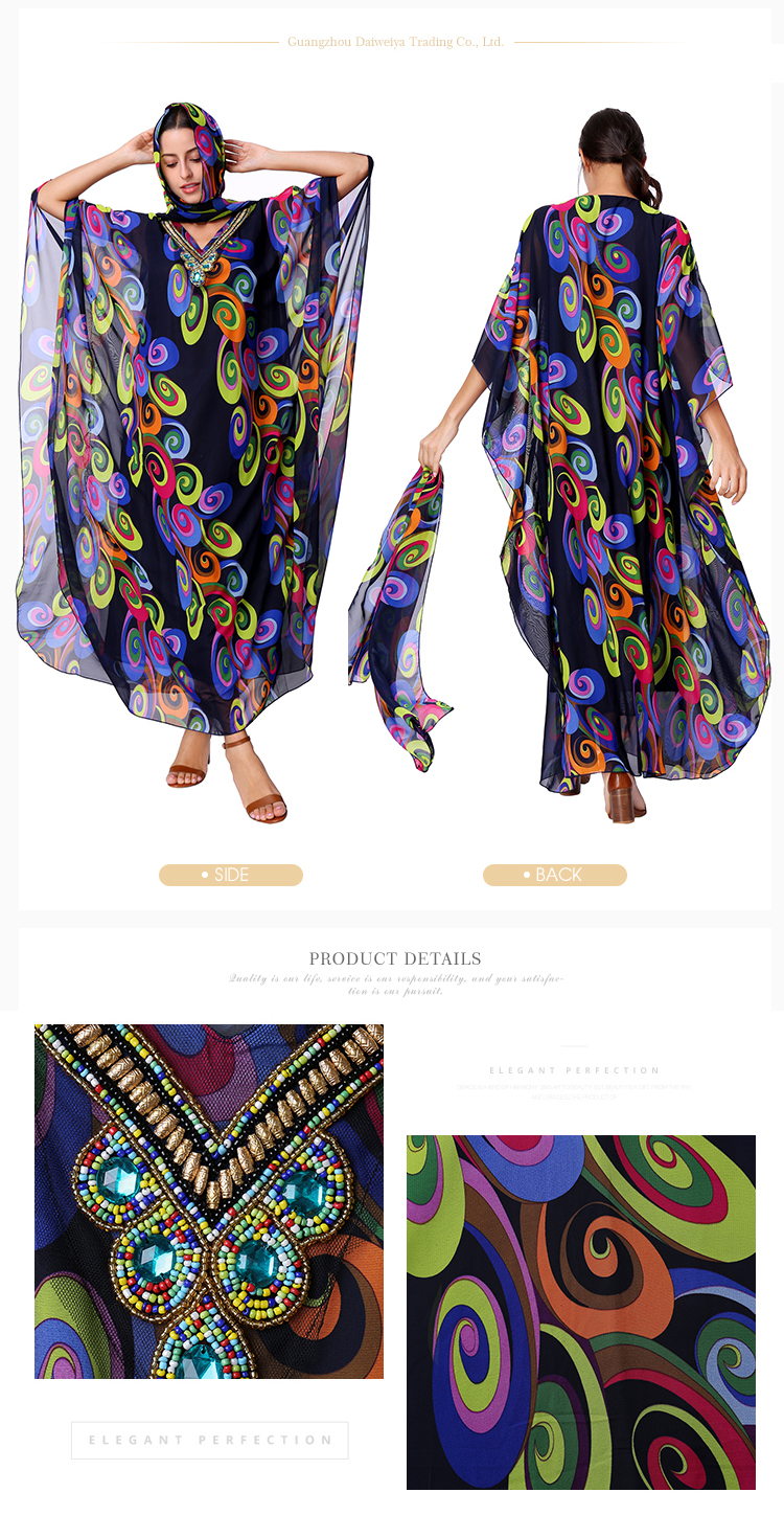 2019 Latest Design Kaftan Abaya Islamic Clothing Long Muslim Dress With Hijab