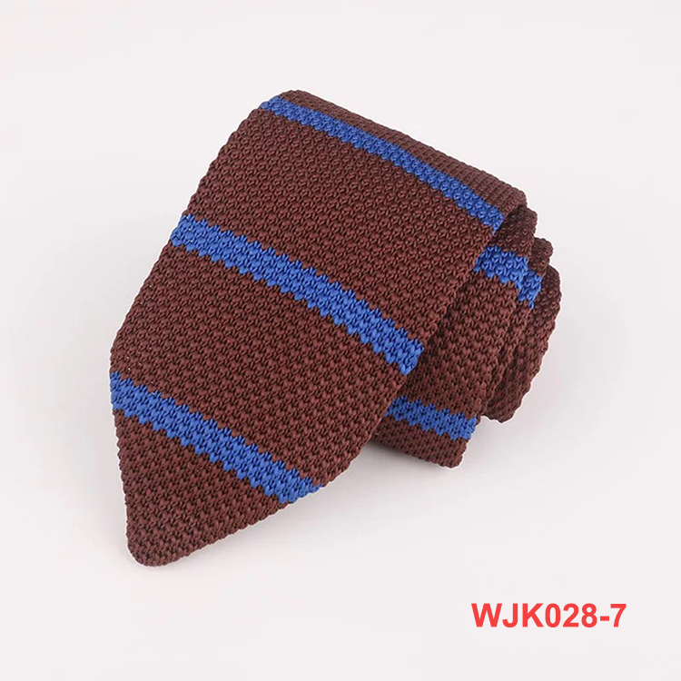 Fashion Men's Sky Blue Stripe Knitted Pointed Ties Wholesale