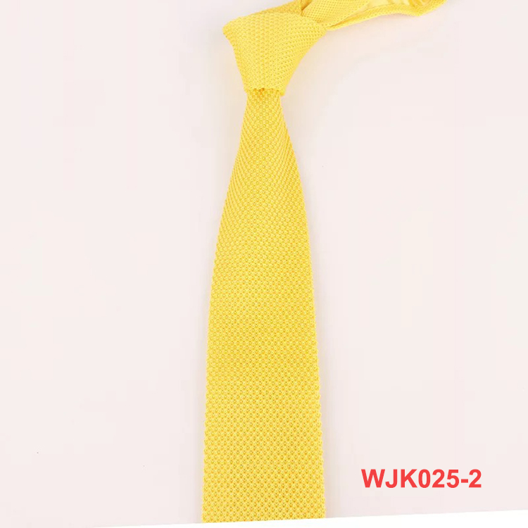 2019 New Fashion Colorful Men's Yellow Solid Knitted Ties