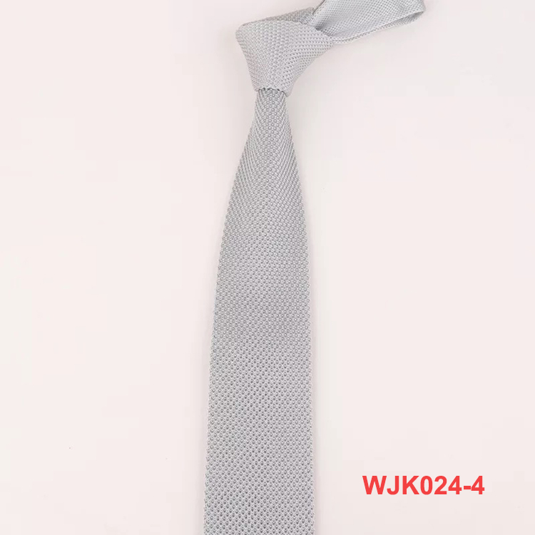 Fashion White Ties Men's Pure Color Knitted Pointed End Neck Tie