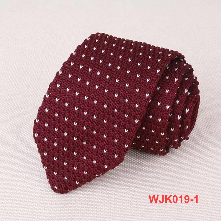 Mens Fashion 100% Polyester Triangle End Stripe Knitted Ties