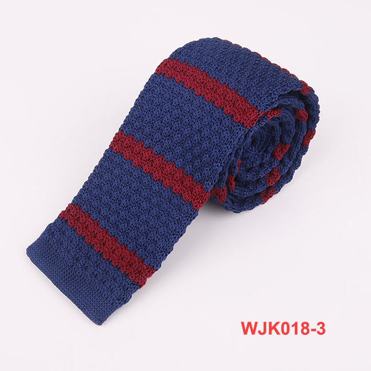 100% Polyester Blue Navy Knitted Striped Neck Ties for Men