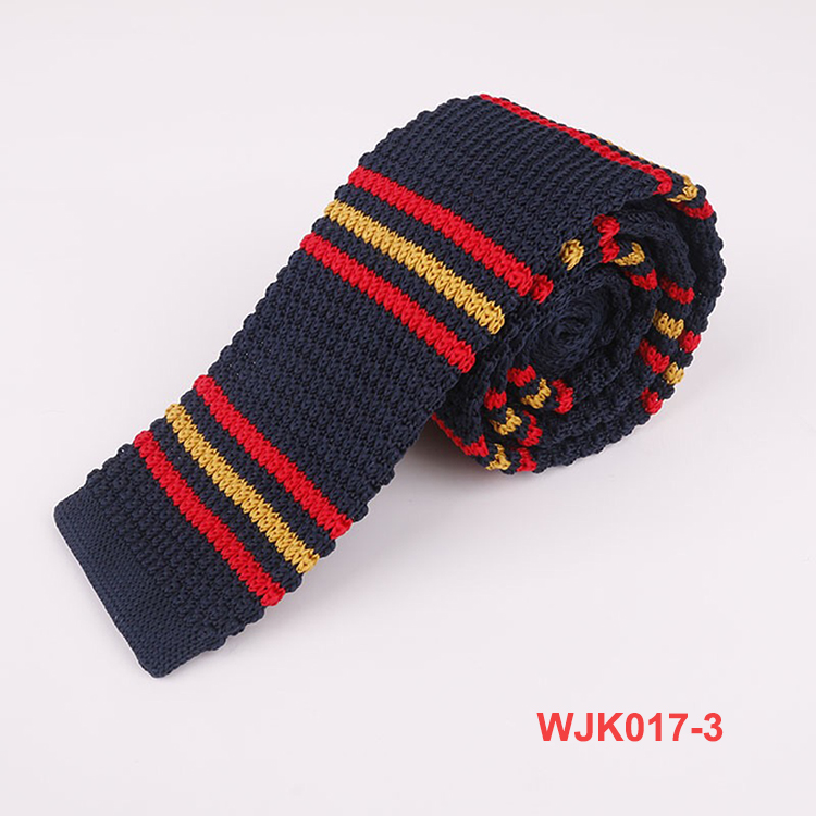 Hot Sale Yellow Stripe Polyester Knitted Neck Mens Ties