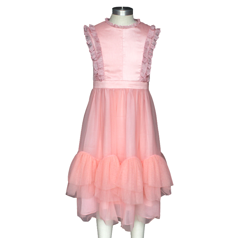 Little Girls Summer Wear School Pageant Uniform Kid Grenadine Sleeveless Dress