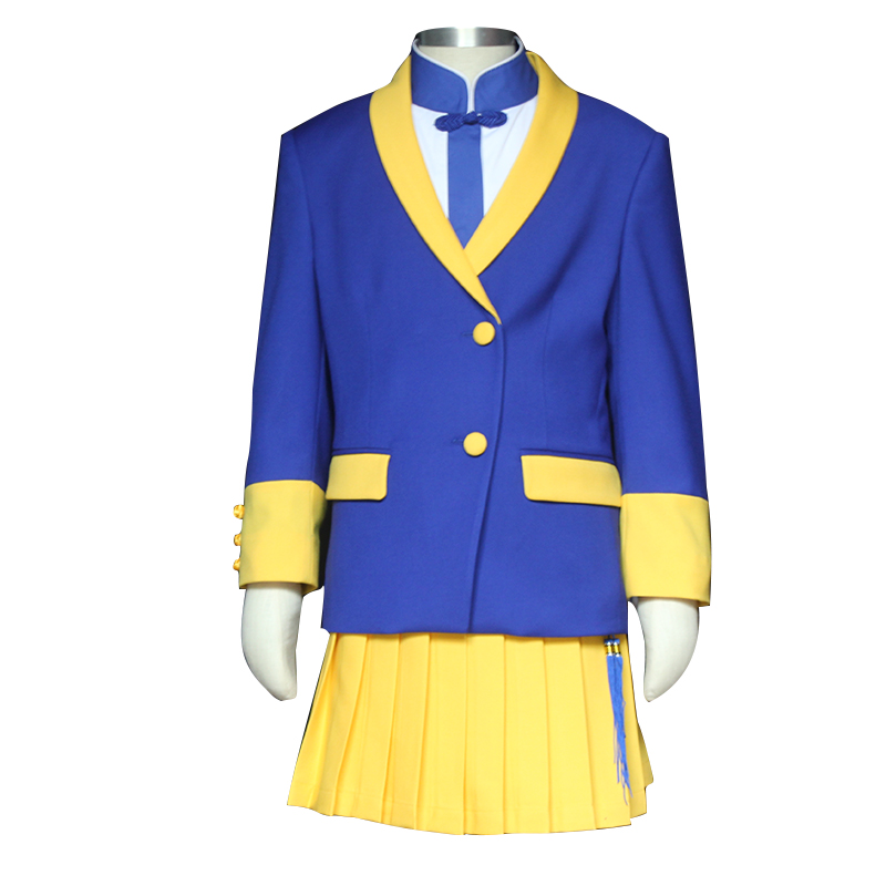 Navy Yellow Kid Girl Pleated Skirt School Band Uniform Blazer Dress
