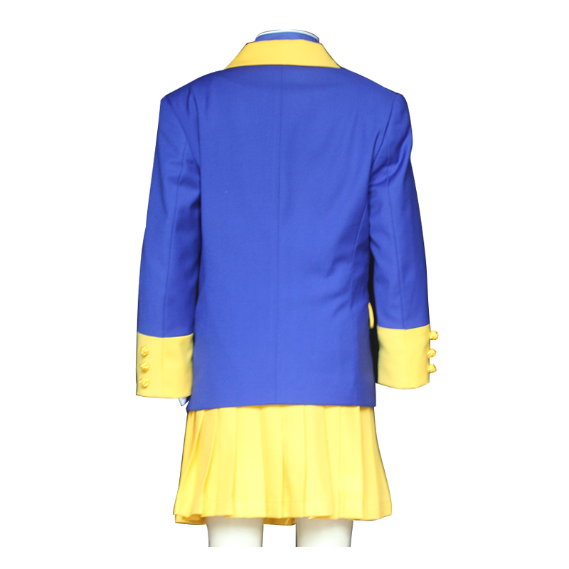 Navy Yellow Kid Girl Pleated Skirt School Band Uniform Blazer Dress