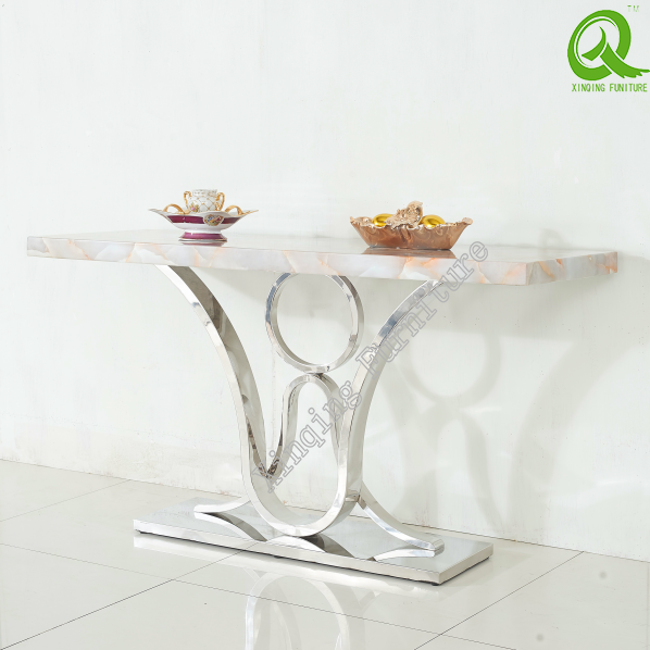 metal hotel console table with stainless steel base