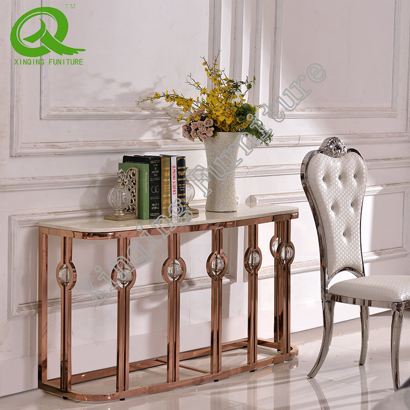 wholesale modern stainless steel marble top console table