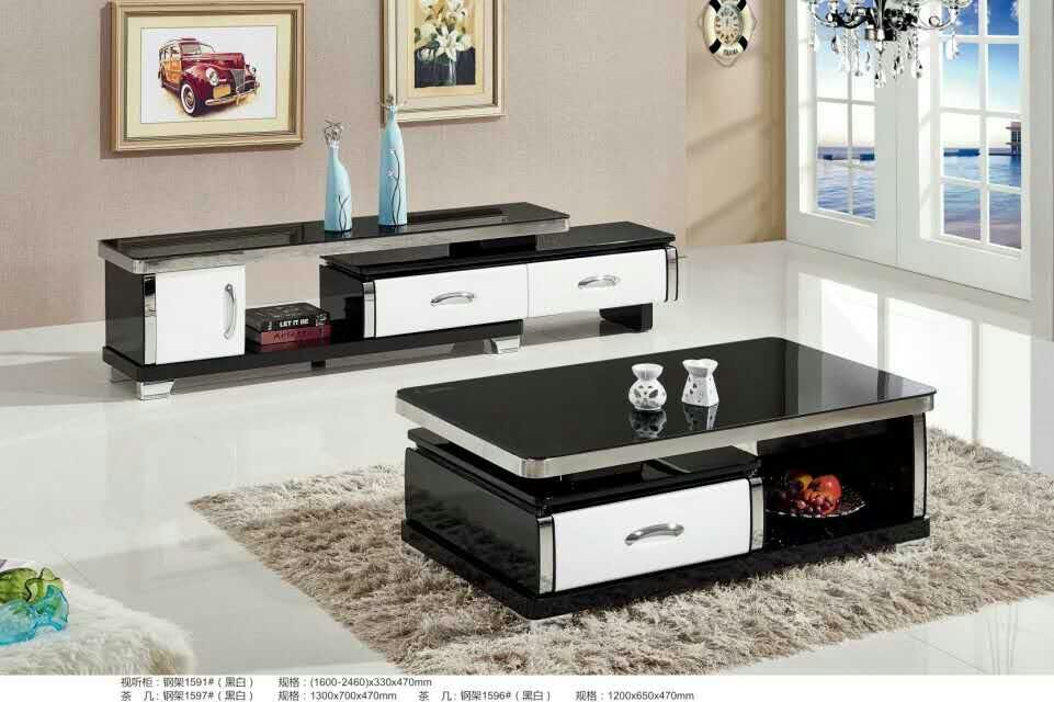 glass top metal stainless steel tv stand 1595