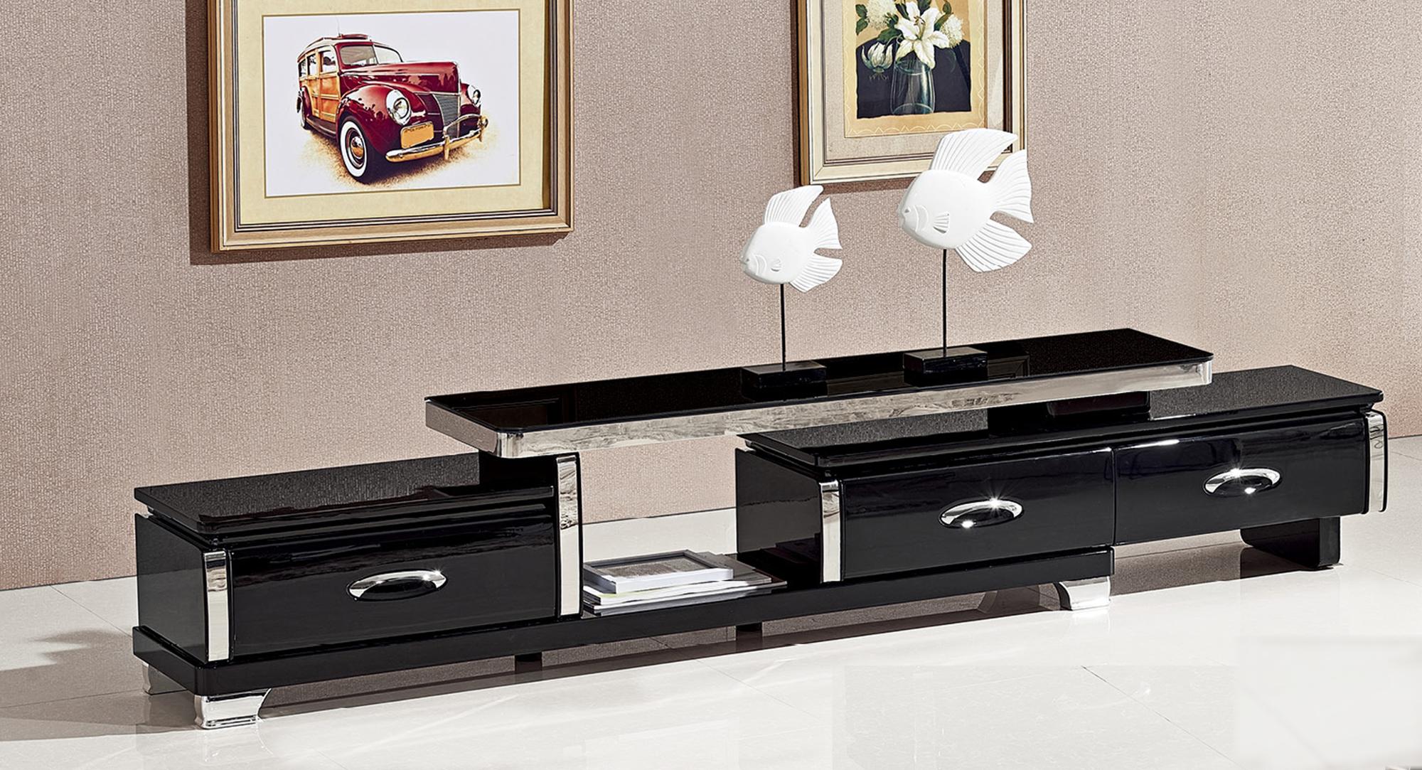 new design black color big size wood coffee table set 1592