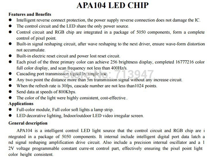 APA RGB 5050 SMD Individually Addressable Digital LED Chip 5V with 10mm PCB