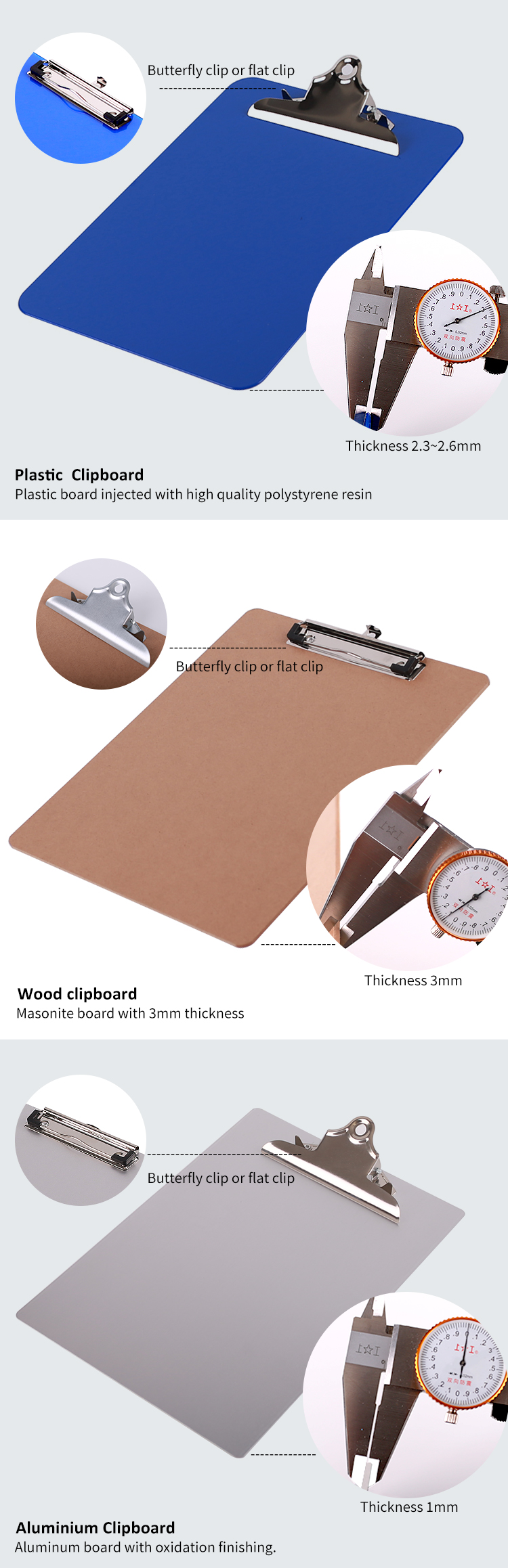 Plastic Low Profile/flat Letter Professional Manufacture Clipboard/stationery/clipboad Detachable Clip A6 Clipboard