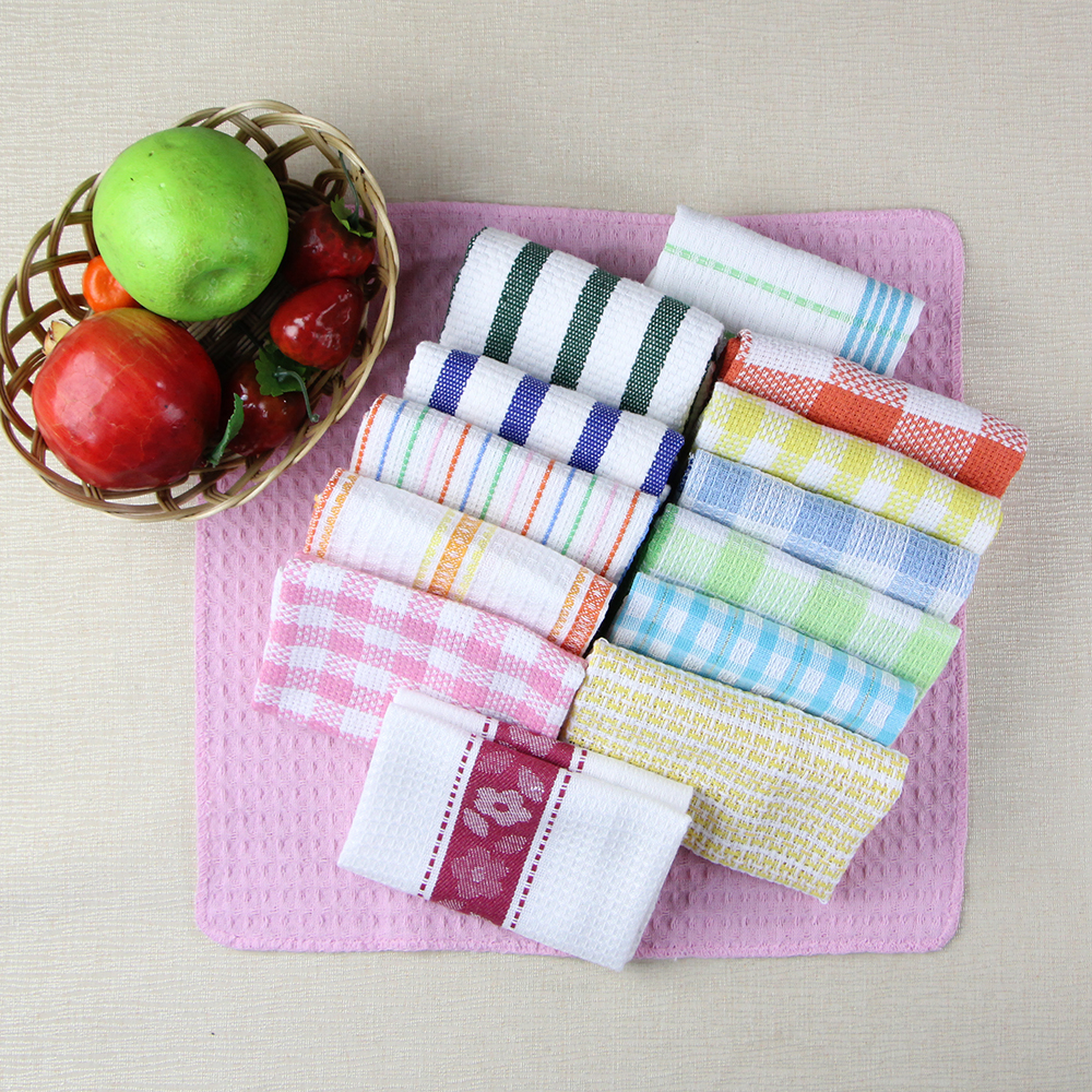 Rectangular yarn dyed linen cotton kitchen dish cloth