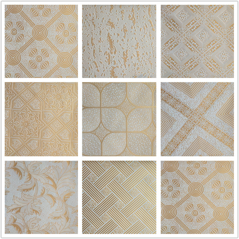 Linyi gypsum ceiling tile lamination embossed pattern pvc foil