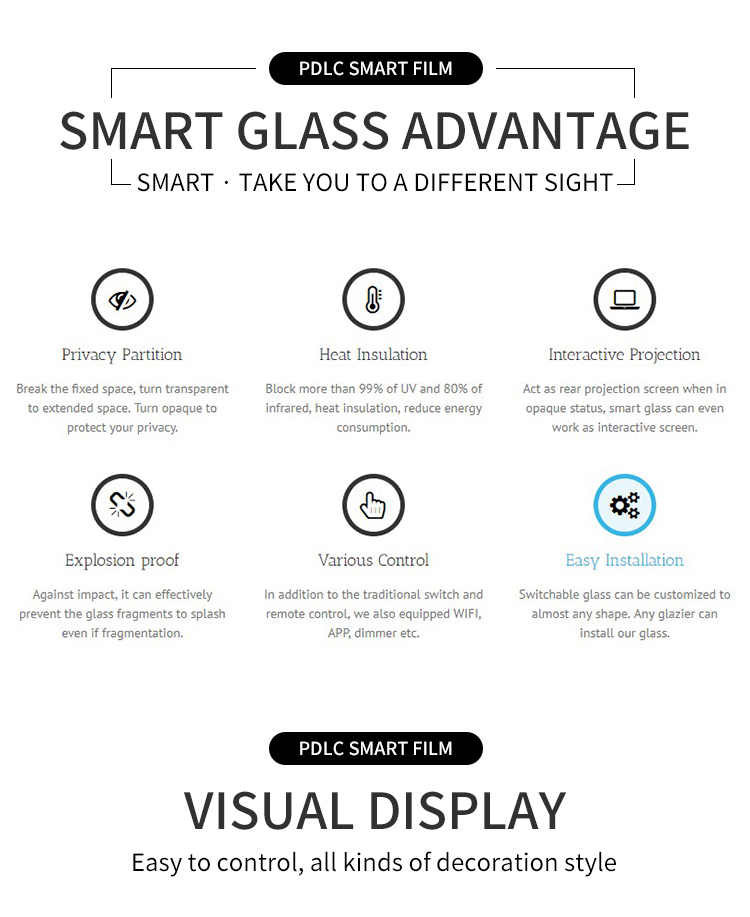 Self Adhesive Customized Smart Glass Tint Electric Window Film