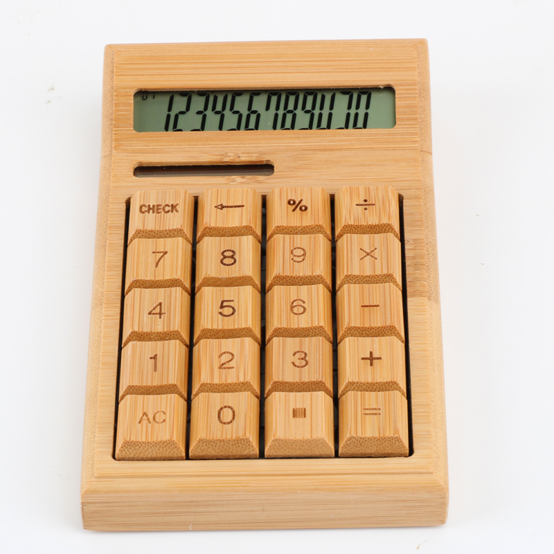 Amazon hot selling solar 12 digits small pocket bamboo calculator