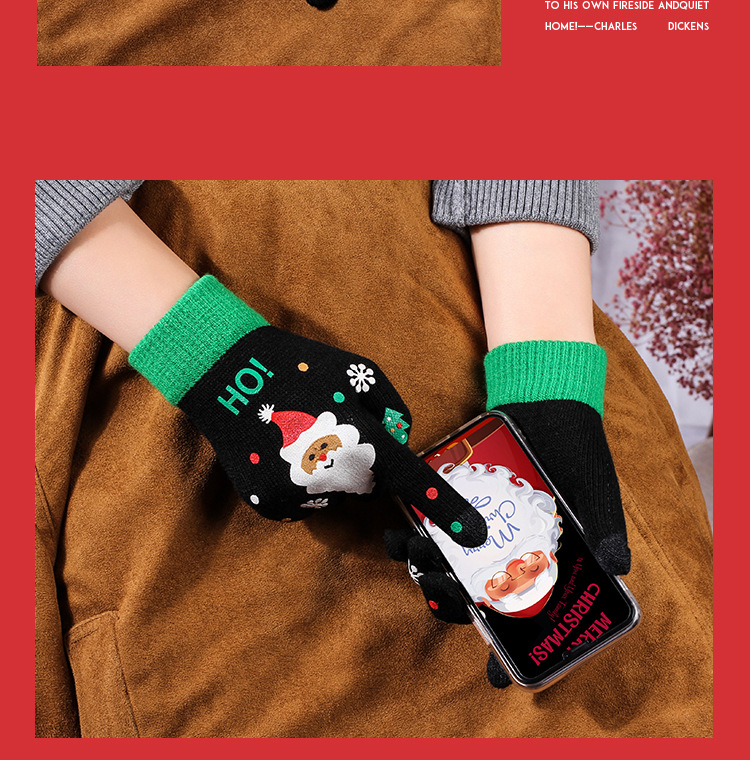 Christmas deer tree touch screen glove lovely cute glove