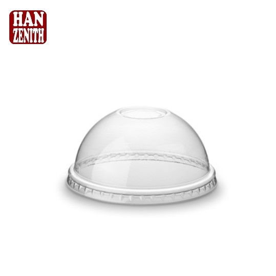 Transparent PLA (Poly Lactic Acid) Biodegradable Cold Drink Cup Flat, Dome Lid