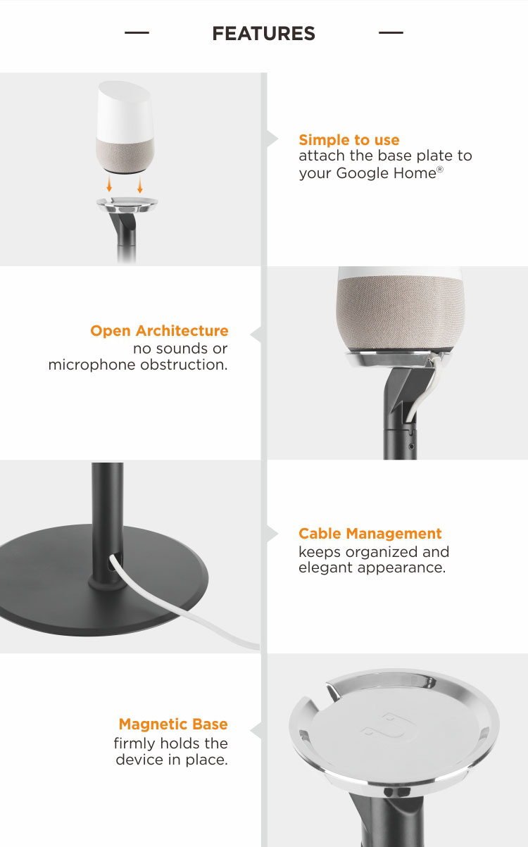 Google Home Compatible Speaker Floor Stand