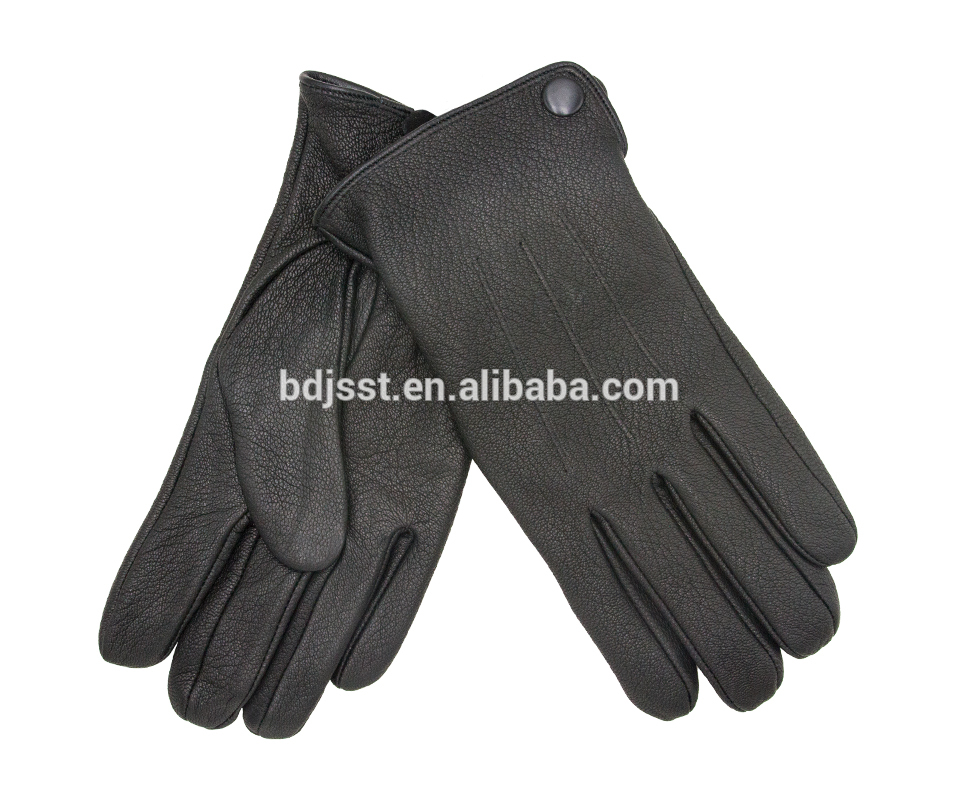 modern stylish black plain men leather gloves