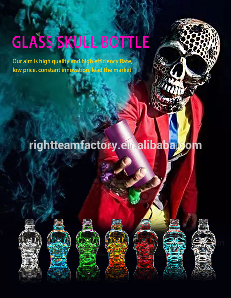 HOT design bulk skull shape glass bottle beard oil skull glass bottle