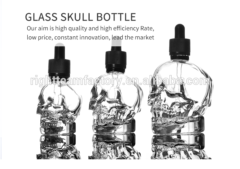 HOT design bulk skull shape glass bottle beard oil skull glass bottle