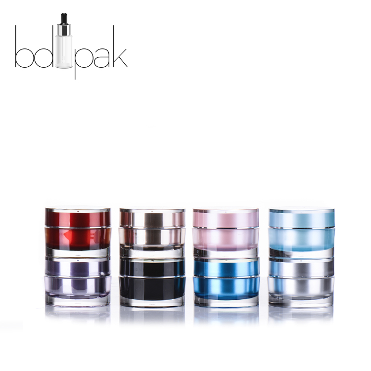 BDPAK Plastic diamond luxury cosmetic bottle 15ml 30ml 50ml round face cream jar