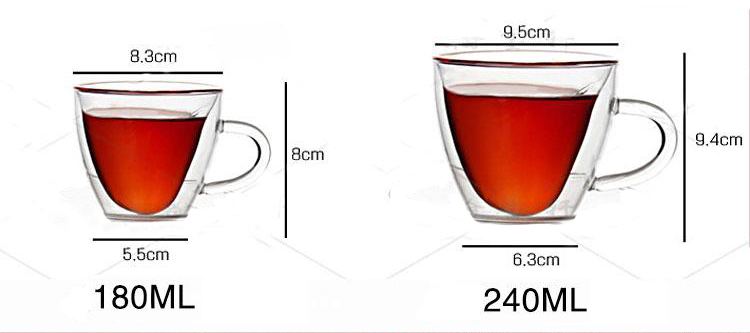 2017 innovative clear reusalble pyrex double wall insulated heart shape coffee mug with handle