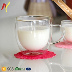 350ml cow double wall glass cup for milk and coffee