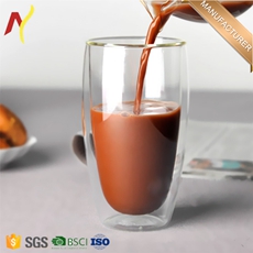 350ml cow double wall glass cup for milk and coffee