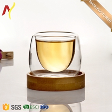 2017 hot 350ml double wall glass mug with handle for tea juice and coffee