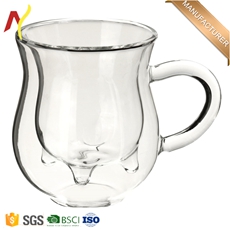 2.5 oz insulated glass cup glass coffee mug shot glasses for espresso and tea