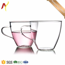 Creative double wall snow mountain heat resistant insulated glass cup