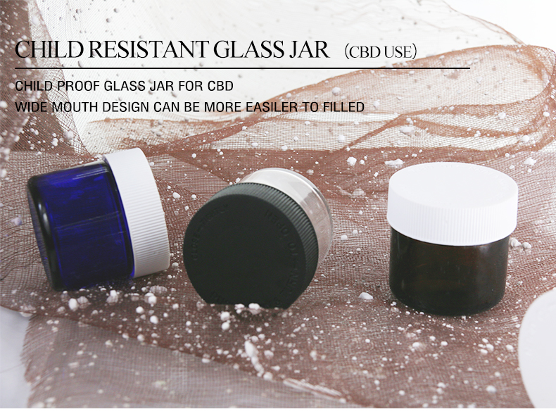 Manufacturer 60ml child resistant packaging glass jars for weed 1oz 2oz 3oz 4oz childproof jars