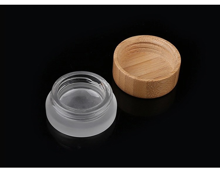 5g glass frosted eye cream jar with bamboo cap cosmetics packing eye cream traveling package
