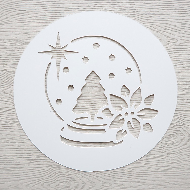 Stencil plastic Christmas tree shape round stencil