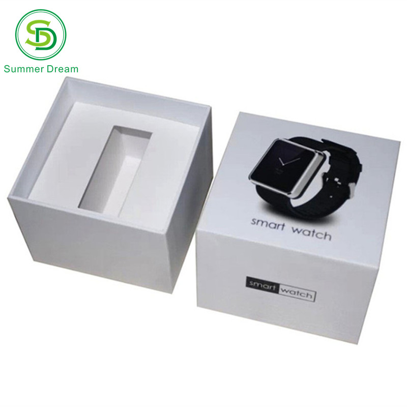 custom logo white art paper gift boxes packaging for watches